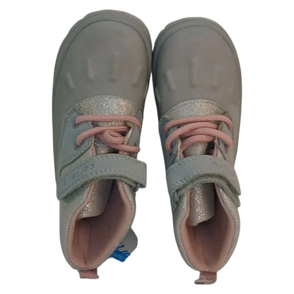 Carter's New w/Tags Girls Gray Glitter Lace Up Lined Boots - Size 8 Toddler